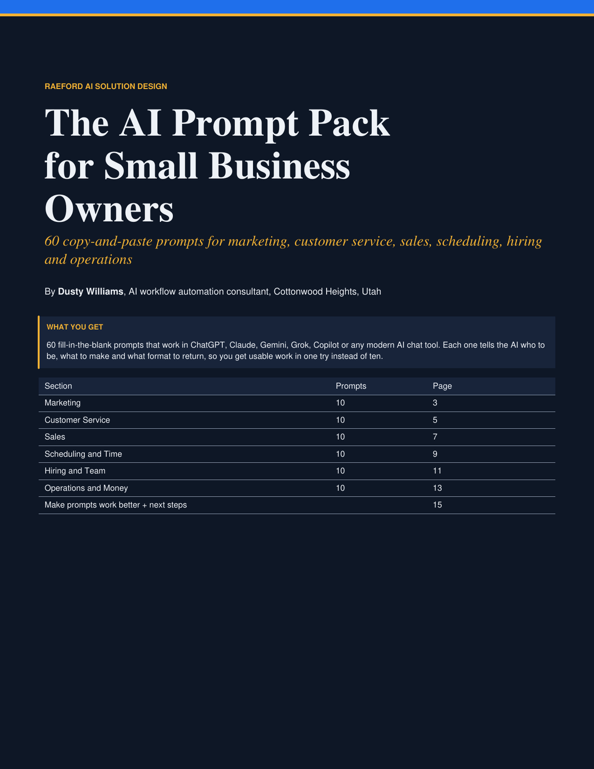The AI Prompt Pack for Small Business Owners cover